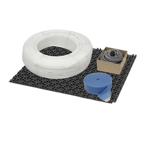 Fußbodenheizung Warmwasser Set 20m² Noppensystem 11 mm Dämmplatte PE-RT Rohr VA10 Zubehör von Selfio