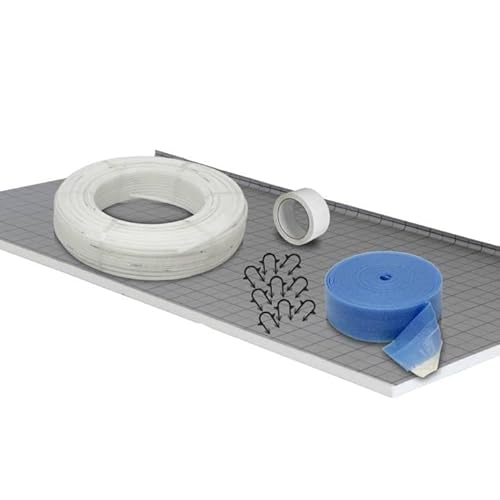 Fußbodenheizung Warmwasser Set 40m² Tackersystem 25 mm Faltplatte PE-RT Rohr VA15 Zubehör von Selfio