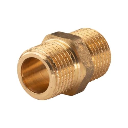 Messing Gewinde-Fitting Doppelnippel mit Langgewinde 1/2'AG - 1/2'AG (DN 15), schwere Ausführung von Selfio