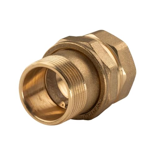 Messing Gewinde-Fitting Verschraubung gerade flachdichtend 1 1/4'IG - 1 1/4'AG (DN 32) - schwere Ausführung von Selfio