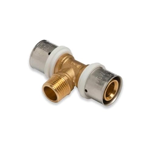 Pressfitting Aluverbund Selfio-Press T-Stück Außengewinde 26 x 3 mm - 1/2" - 26 x 3 mm TH + U Kontur von Selfio