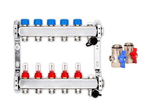 Selfio Heizkreisverteiler PREMIUM mit Durchflussmesser und Kugelhahn-Set, Größe:2076257031 Heizkreise von Selfio