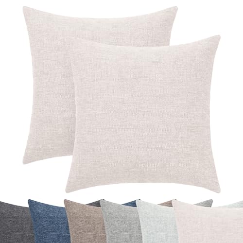 Selfitex 2er Set Couchkissen 50x50 cm, Sofakissen mit Füllung und Bezug, kuschelweiches Lesekissen, dekoratives Fernsehkissen, Deko- und Kopfkissen, Rückenkissen mit modernem Design (Beige) von Selfitex