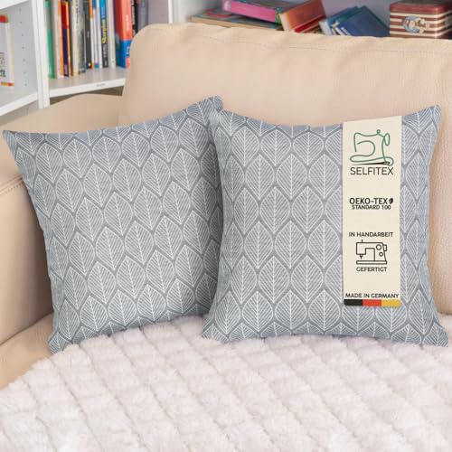 Selfitex 2er Set 40x40 Bunte Sofakissen inkl. Füllkissen, Luxus Sofakissen, gewebtes Couchkissen Set, hochwertiger Couchkissen Muster Bezug mit Reißverschluss, Kissen Deko (Scandi) von Selfitex