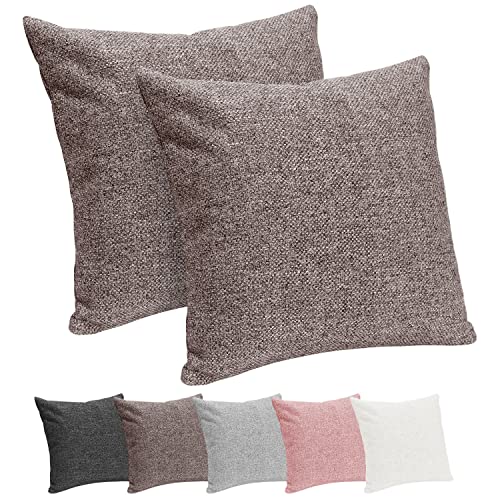 Selfitex 2er Set 40x40 cm, Sofakissen mit Füllung und Bezug, Dekokissen, Kopfkissen mit weicher Kissenfüllung, stilvolle Kissen Deko, robuster Polsterstoff, hochwertiges Couch Kissen (Braun) von Selfitex