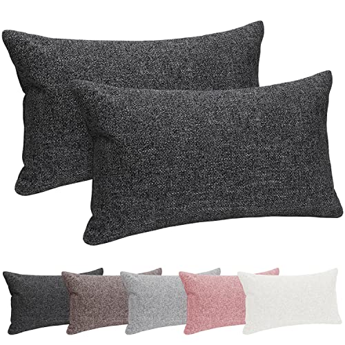 Selfitex 2er Set 30x50 cm, Sofakissen mit Füllung und Bezug, Dekokissen, Kopfkissen mit weicher Kissenfüllung, stilvolle Kissen Deko, robuster Polsterstoff, hochwertiges Couch Kissen (Anthrazit) von Selfitex