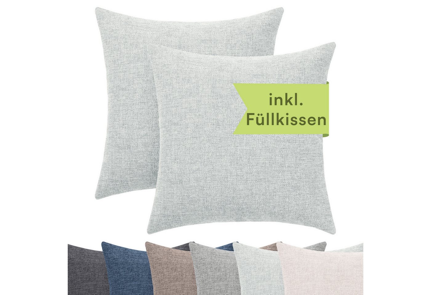 Selfitex Dekokissen 2er Set Couchkissen 50x50 cm, Sofakissen mit Füllung und Bezug, 2 Kissen inkl. Kissenfüllung von Selfitex