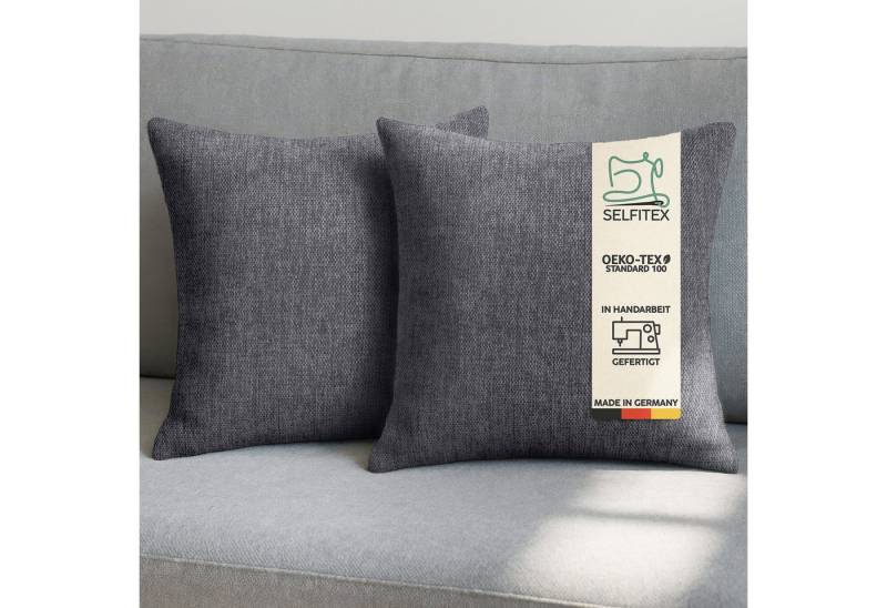 Selfitex Dekokissen 2er Set Sofakissen 30x50/40x40/50x50 inkl. Füllkissen, Canvas Stoff, strukturierte Oberfläche, fein meliert, in Handarbeit gefertigt von Selfitex