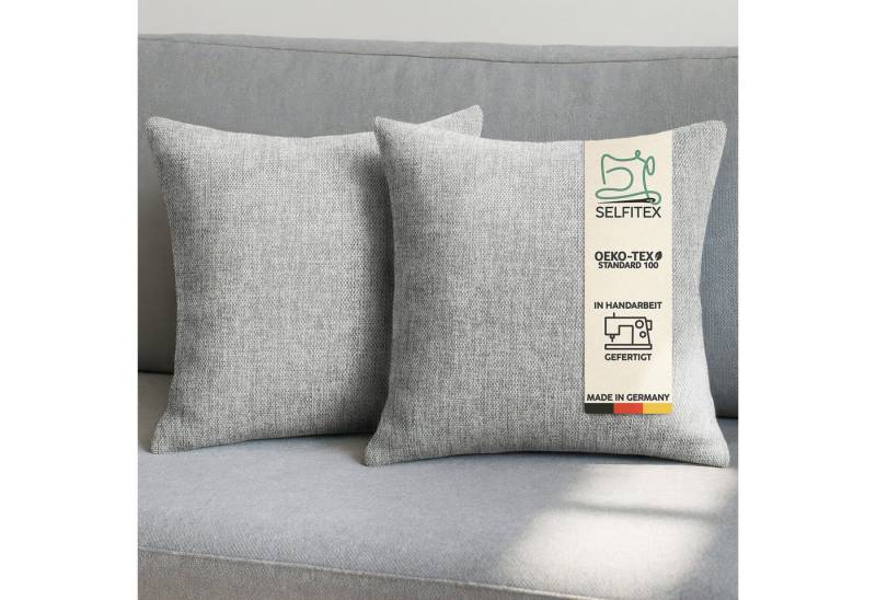 Selfitex Dekokissen 2er Set Sofakissen 30x50/40x40/50x50 inkl. Füllkissen, Canvas Stoff, strukturierte Oberfläche, fein meliert, in Handarbeit gefertigt von Selfitex