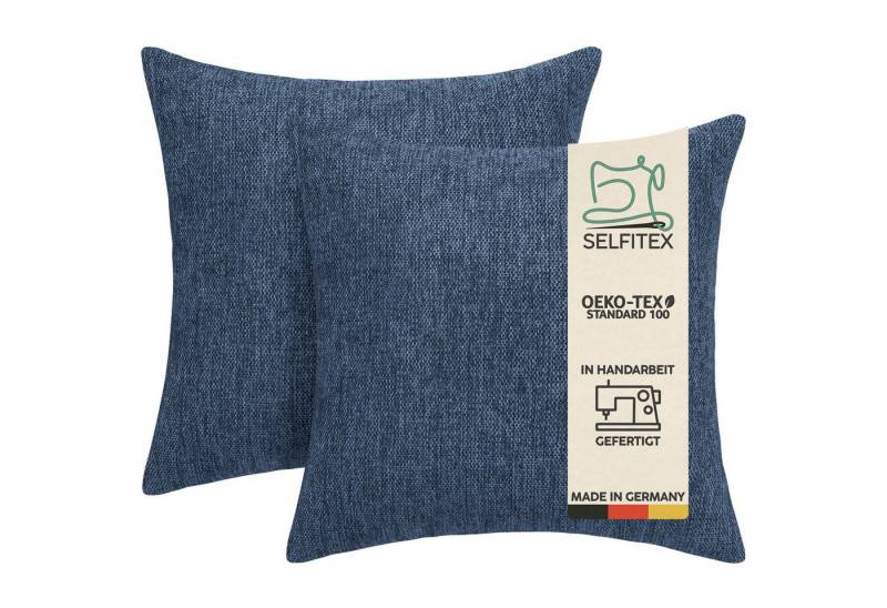 Selfitex Dekokissen 2er Set Sofakissen 40x40 inkl. Füllkissen, Canvas Stoff, strukturierte Oberfläche, weiches Füllkissen, in Handarbeit gefertigt von Selfitex