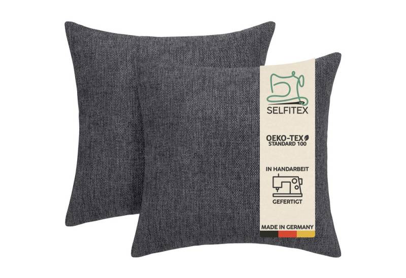 Selfitex Dekokissen 2er Set Sofakissen 40x40 inkl. Füllkissen, Canvas Stoff, strukturierte Oberfläche, weiches Füllkissen, in Handarbeit gefertigt von Selfitex