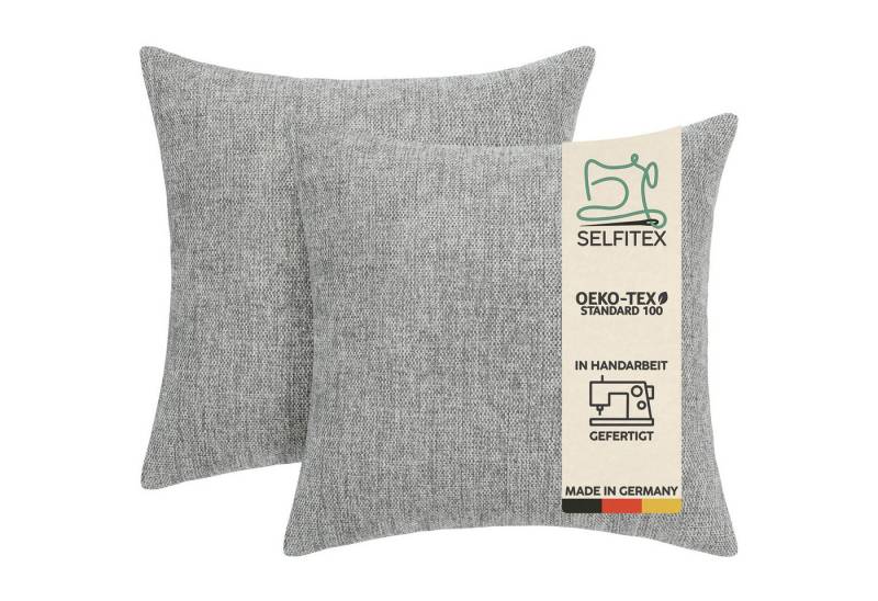 Selfitex Dekokissen 2er Set Sofakissen 40x40 inkl. Füllkissen, Canvas Stoff, strukturierte Oberfläche, weiches Füllkissen, in Handarbeit gefertigt von Selfitex