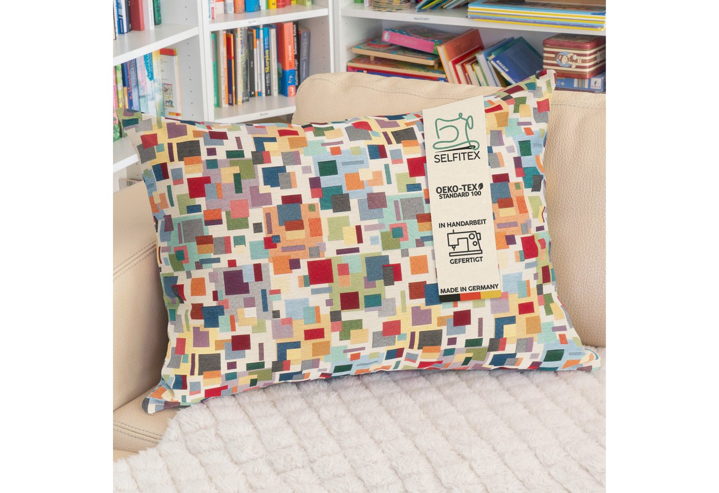 Selfitex Dekokissen XXL 60x80, inkl. Füllkissen, bunter Gobelin-Stoff, Sofakissen der Luxusklasse aus Baumwollmischung, für Bett und Couch Selfitex Dekokissen XXL 60x80, inkl. Füllkissen, bunter Gobelin-Stoff, Sofakissen der Luxusklasse aus Baumwollmischung, für Bett und Couch von Selfitex