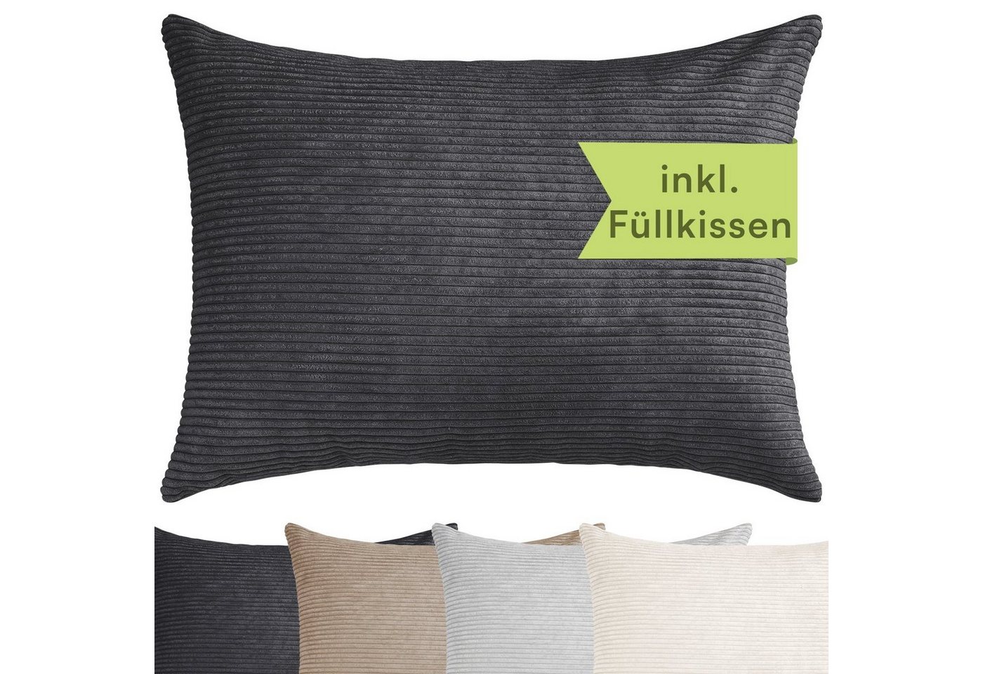 Selfitex Dekokissen XXL 60x80 inkl. Füllkissen kuschelweiches Lesekissen, Rückenkissen, Sofakissen, für Couch, Bett oder als Polster jeglicher Art von Selfitex