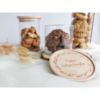 Vorratsglas - Floral Ring Mit Wunschtext | Holzdeckel Gravur Weihnachtsgeschenk Muttertag Vatertag Geschenk Süßigkeiten Glas Vorrat von SelfmadeStudioDe