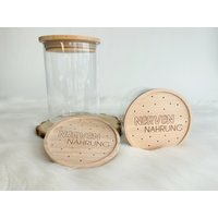 Vorratsglas "Nerven Nahrung" Personalisiert Mit Holzdeckel | Deckel Punkten Nachhaltige Geschenkidee Ostern Weihnachten Geburtstag von SelfmadeStudioDe