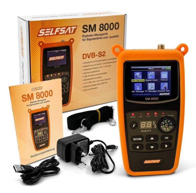 Selfsat Satfinder SM 8000 Camping Satfinder HD DVB-S + DVB-S2 8PSK SAT Messgerät von Selfsat