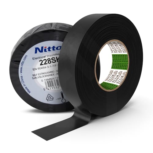Selftech Nitto 228 SKA Isolierband - 20m Elektro Tape PVC Isotape - VDE Zertifiziert - Schwarz, Hochwertiges Isolierband für Elektroinstallationen (50mm x 20m) von Selftech