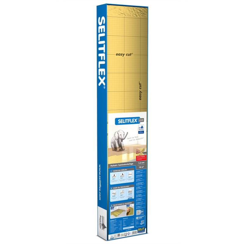 Selitflex® Trittschalldämmung für Parkett und Laminat 1,6 mm 18 m² mit AquaStop von Selit