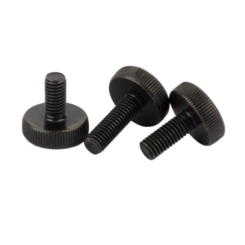1/10 Stück M3 M4 M5 M6 M8 M10 Rändelschraube mit flachem Kopf, handfest, Rändelschraube für Vorhangfassaden, Glas, Rändelschrauben, werkzeuglos einstellbar, DIN653 Befestigungsschrauben(Black plated,5 von SellGood