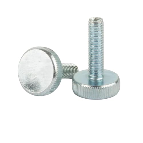 1/10 Stück M3 M4 M5 M6 M8 M10 Rändelschraube mit flachem Kopf, handfest, Rändelschraube für Vorhangfassaden, Glas, Rändelschrauben, werkzeuglos einstellbar, DIN653 Befestigungsschrauben(Zinc plated,2p von SellGood
