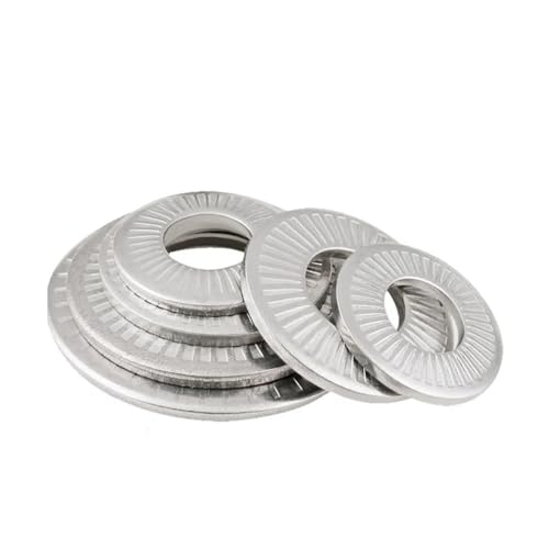 Befestigungsscheiben 2/5/10/20/50 Stück M3 M4 M5 M6 M8 M10 M12 M16 M20 Sliver Washer Edelstahl-Sicherungsscheibe Druckschräge Sicherungsscheiben (Size : M12 10pcs) von SellGood