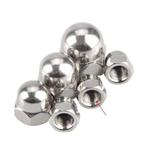 Handmutter 1~5 Stück M8 M10 M12 M14 M16 M20 304 Edelstahl Feingewinde Hutmutter Sechskant Feinzahn Dekorative Abdeckung Kuppel Schraubverschluss(M12x1.25mm-2Pcs) von SellGood