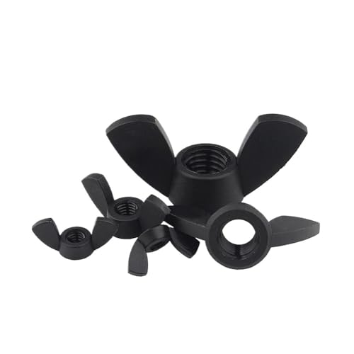 Handmutter 10~50 Stück schwarze Nylon-Flügelmuttern M3 M4 M5 M6 M8 M10 M12, metrisch, Kunststoffisolierung, Schmetterlingsmutter, handfest anziehbare Mutter M8 M10 M12 M14 für Schrauben und Bolzen(M8- von SellGood