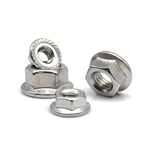 Handmutter 10 Stück Linksgewinde M4 M5 M6 M8 M10 M12 304 Edelstahl Rückwärtsdrehung Sechskant Sechskant Gezahnt Lock Spinlock Flanschmutter (Size : 10pcs M6) von SellGood