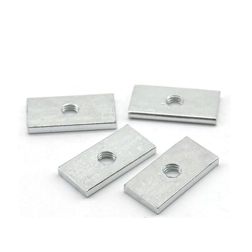 SellGood Handmutter 10 Stück Vierkantmutter, rechteckige Muttern, dünne Gleitblockmuttern, verzinkter Kohlenstoffstahl, Aluminiumprofil-Zubehör, M3, M4, M5, M6, M8 (Color : 10pcs, Size : M6x20x13x5) von SellGood