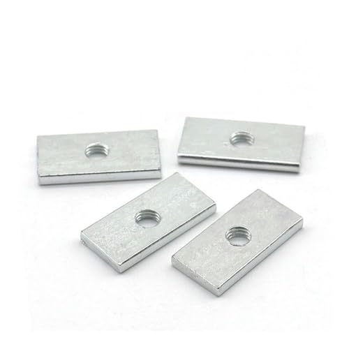 SellGood Handmutter 10 Stück Vierkantmutter M3 M4 M5 M6 M8 verzinkter Kohlenstoffstahl dünne rechteckige Muttern Schieberblock für Aluminiumprofilzubehör (Color : 10pcs, Size : M4-10x7x2.5mm) von SellGood