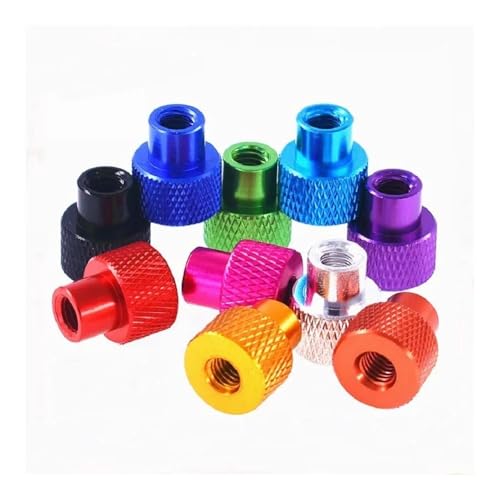SellGood Handmutter 2/5 Stück M2 M2.5 M3 M4 M5 M6 M8 M10 Bunte Durchgangsgewinde Aluminium-Stufen-Rändelmutterrahmen Handfest anziehende Flanschmutter, für FPV-RC-Autoteile(Orange,M2-5pcs) von SellGood