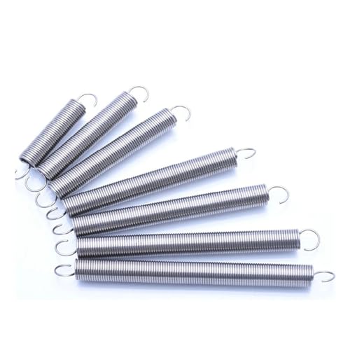 SellGood Metallfedern 1/2 Stück Zugfeder aus Edelstahl 304, Drahtdurchmesser 1,2 mm, S-Haken, zylindrisch, spiralförmig, Rückzugsfeder, Länge 30 mm – 250 mm Metallfedern(220mm (1pcs),12MM_1.2MM) von SellGood