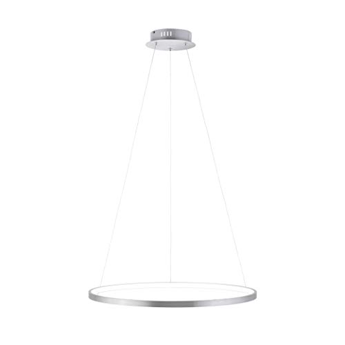 SellTec LED Pendelleuchte dimmbar Edelstahl Silber | Moderne Ring-Hängeleuchte warmweiß | Memory-Funktion | Pendellampe LED Leuchtring Wohnzimmer Esszimmer (60cm)… von SellTec