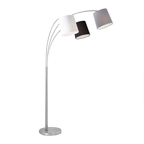 SellTec Retro-Stehlampe Textilschirm Stoffschirm weiß grau schwarz, Stehleuchte 3x E27, ohne Leuchtmittel von SellTec