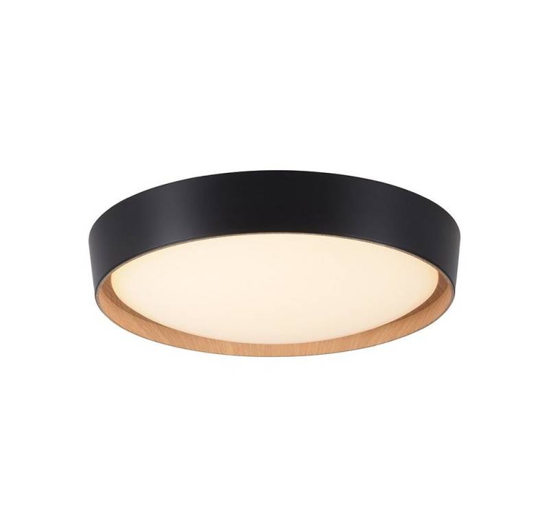 SellTec LED Deckenleuchte LED Deckenleuchte MILIA rund, Dimmbar per Wandschalter mit Stufendimmer 100%, 50% oder 15%, 1xLED-Board/29,00 Watt, warmweiß, Holzoptik, dimmbar per Wandschalter, D=40cm, warmweiß von SellTec