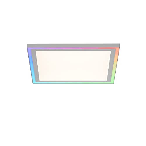 SellTec LED Panel 40x40cm, RGB Lichteffekt im Gehäuserand, Deckenlampe mit CCT Lichttemperaturwechsel, dimmbar Fernbedienung, silber von SellTec