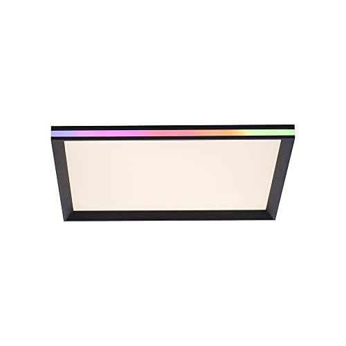 SellTec LED Panel schwarz 45x45cm, RGB Lichteffekt im Gehäuserand, Deckenlampe mit CCT Lichttemperaturwechsel, dimmbar Fernbedienung von SellTec