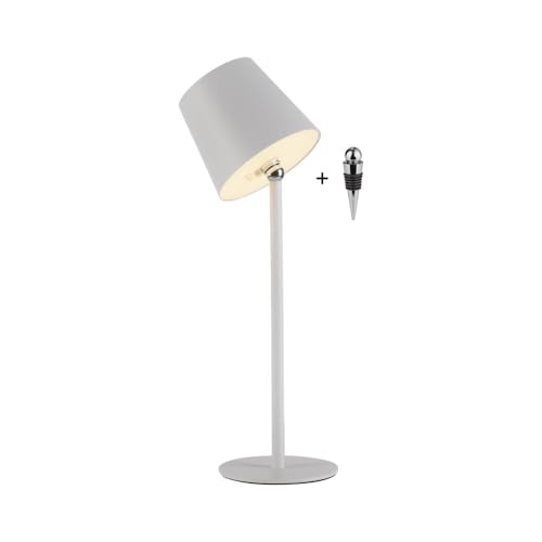 SellTec LED Tischleuchte Akku USB, Flaschenleuchte weiß dimmbar Touchdimmer, IP54 Außen für Garten, Gartentisch, Camping, Balkon oder Terrasse (weiß) von SellTec