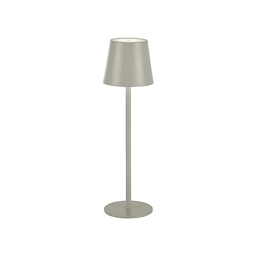 SellTec LED Tischleuchte Akku USB, weiß dimmbar Touchdimmer, IP54 Außen für Garten, Gartentisch, Camping, Balkon oder Terrasse (1 Stück, Grau/Beige) von SellTec