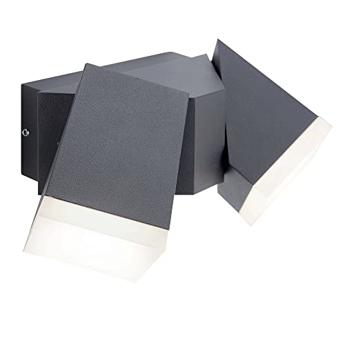 SellTec LED Wand- oder Deckenleuchte schwenkbar, graue Fassaden-Lampe Außen IP54 anthrazit von SellTec