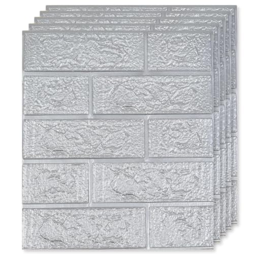 Selling Depot 3D graue Ziegelstein-Tapete – klein – Set 100 Blatt (38,5 x 34 cm, 13,09 m²) selbstklebend, wasserdicht, schalldämmend – Küche, Bad, Schlafzimmer, DIY Wände von Selling Depot