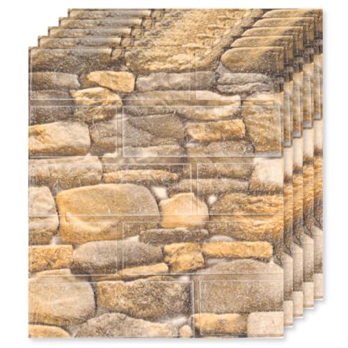 Selling Depot Steintapete 3D braun Steinoptik - klein - Set 25 Blatt (35x35cm, 3.06qm) selbstklebend wasserfest schalldämmend - Küche, Bad, Schlafzimmer, Wände DIY von Selling Depot