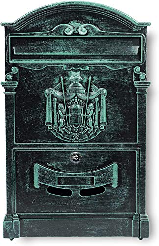 Verda Briefkasten Postkasten Retro Antik Vintage Wandbriefkasten Mailboxen Aluguss Modellwahl (SN3663-4 Antik Grün) von Sellnet