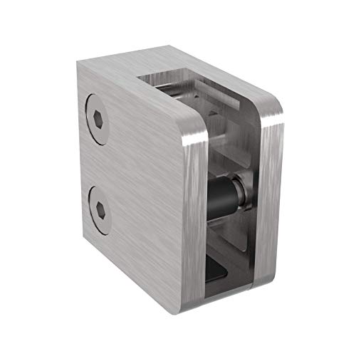 Sellon24® Glasklemme MOD23OP Glashalter Glass Clamp Edelstahl flach Gummi 6,00-10,76mm … (MOD 23OP flach Gummi 10,00 mm) von Sellon24