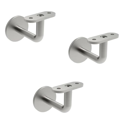 Sellon24® 3 x Edelstahl Handlaufhalter Handlaufträger Flach Geländerhalter Treppengeländer Handlauf Wandmontage (3 x Handlaufträger Flach - S111.000) von Sellon24