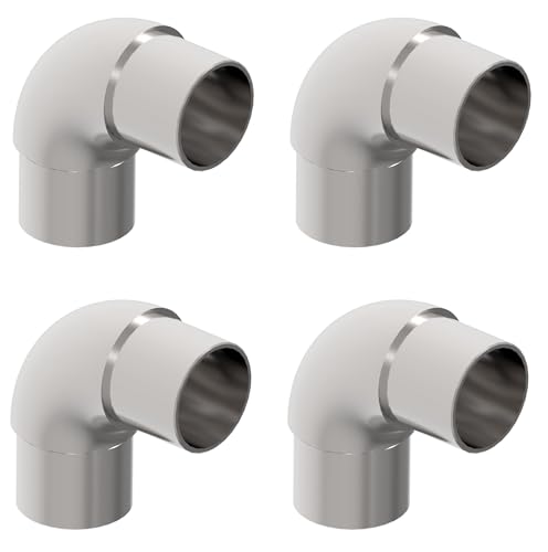 Sellon24® 4 x Rundbogen Rohrbogen 90° rund für Rohr 42,4 x 2,0 Verbinder Steckfitting Edelstahl V2A geschliffen S24U-0305-242 von Sellon24