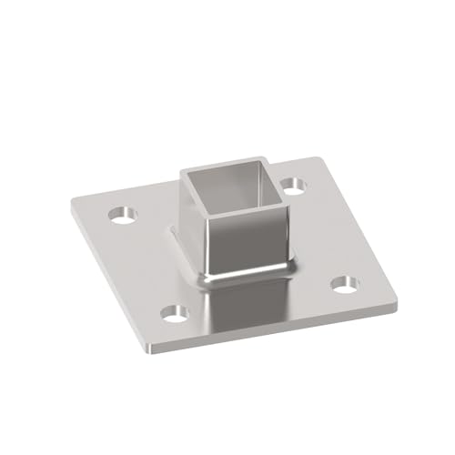 Sellon24® Edelstahl Bodenflansch 105x105 Bodenanker eckig Rohr 40x40 mm Geländer Pfosten V2A geschliffen (A/4942-040) von Sellon24