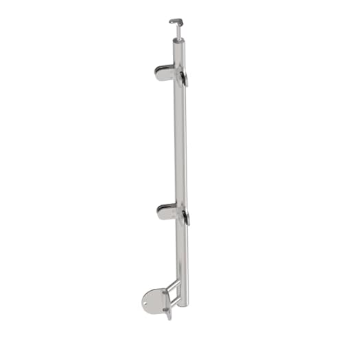 Sellon24® Edelstahl Geländerpfosten Eckpfosten 90 Grad Ø42,4 Bauhöhe 1000mm mit 4x Glasklemmen 63x45mm vorgesetzt Geländer V2A (A-BR100-4G90-out) (Glasstärke: 10,76mm) von Sellon24