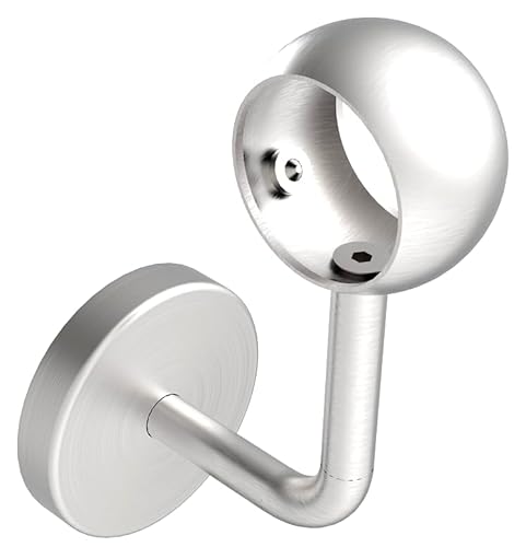 Sellon24® Edelstahl Handlauf Handlaufträger Halterung Ring für Rohr 42,4 Handlaufhalter Holz Handlauftraeger aussen Halter Treppe Kugelring Treppengeländer von Sellon24
